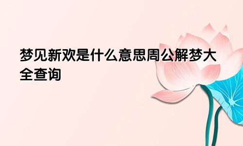 梦见新欢是什么意思周公解梦大全查询