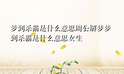 梦到杀猫是什么意思周公解梦梦到杀猫是什么意思女生