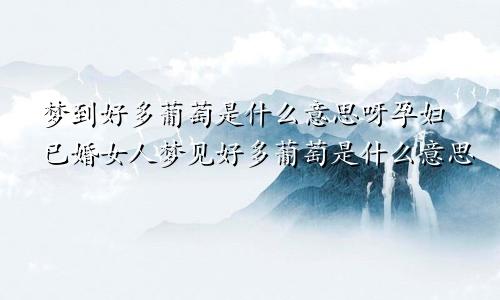 梦到好多葡萄是什么意思呀孕妇已婚女人梦见好多葡萄是什么意思