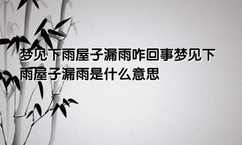 梦见下雨屋子漏雨咋回事梦见下雨屋子漏雨是什么意思