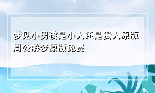 梦见小男孩是小人还是贵人原版周公解梦原版免费