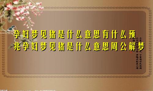 孕妇梦见猪是什么意思有什么预兆孕妇梦见猪是什么意思周公解梦