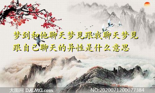 梦到和他聊天梦见跟我聊天梦见跟自己聊天的异性是什么意思