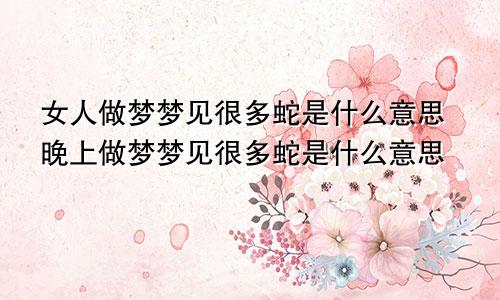 女人做梦梦见很多蛇是什么意思晚上做梦梦见很多蛇是什么意思
