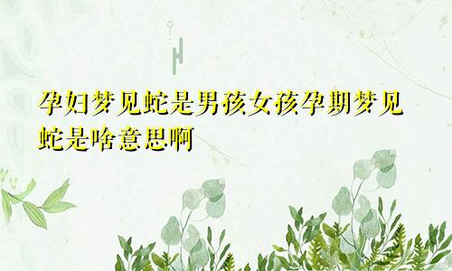 孕妇梦见蛇是男孩女孩孕期梦见蛇是啥意思啊