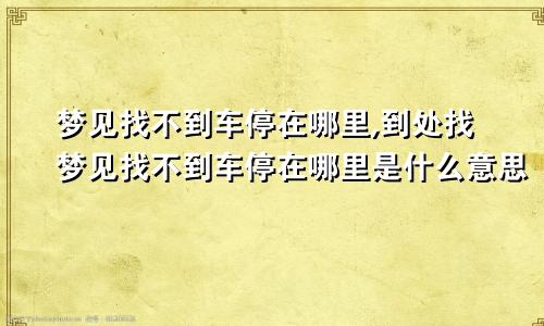 梦见找不到车停在哪里,到处找梦见找不到车停在哪里是什么意思