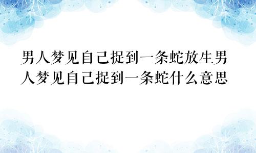 男人梦见自己捉到一条蛇放生男人梦见自己捉到一条蛇什么意思