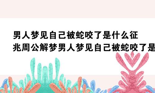 男人梦见自己被蛇咬了是什么征兆周公解梦男人梦见自己被蛇咬了是什么征兆男人梦见出门男