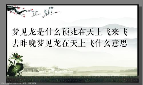 梦见龙是什么预兆在天上飞来飞去昨晚梦见龙在天上飞什么意思