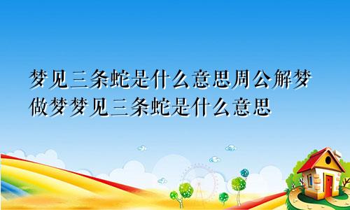 梦见三条蛇是什么意思周公解梦做梦梦见三条蛇是什么意思
