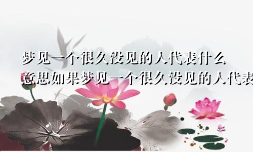 梦见一个很久没见的人代表什么意思如果梦见一个很久没见的人代表什么