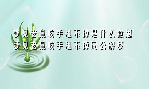 梦见老鼠咬手甩不掉是什么意思梦见老鼠咬手甩不掉周公解梦