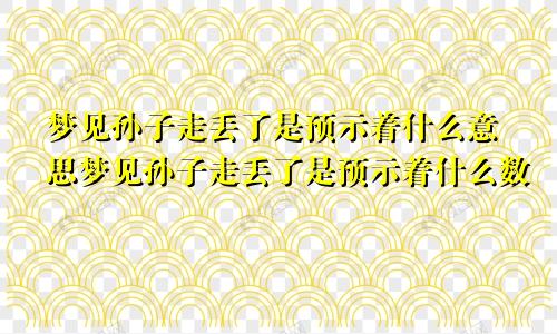梦见孙子走丢了是预示着什么意思梦见孙子走丢了是预示着什么数