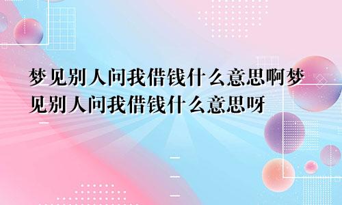 梦见别人问我借钱什么意思啊梦见别人问我借钱什么意思呀