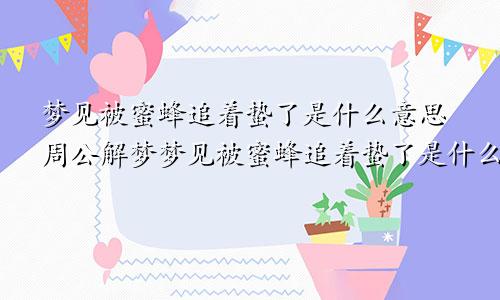 梦见被蜜蜂追着蛰了是什么意思周公解梦梦见被蜜蜂追着蛰了是什么意思
