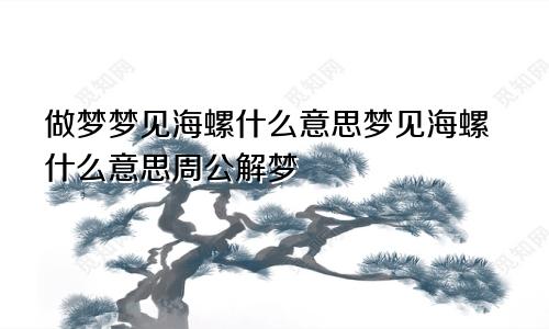 做梦梦见海螺什么意思梦见海螺什么意思周公解梦