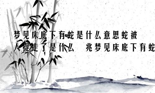 梦见床底下有蛇是什么意思蛇被人捉走了是什么佂兆梦见床底下有蛇是什么意思女人