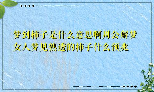 梦到柿子是什么意思啊周公解梦女人梦见熟透的柿子什么预兆