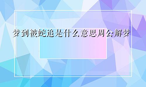 梦到被蛇追是什么意思周公解梦