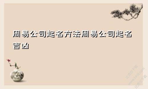 周易公司起名方法周易公司起名吉凶