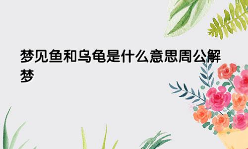 梦见鱼和乌龟是什么意思周公解梦
