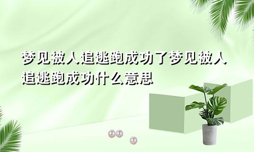 梦见被人追逃跑成功了梦见被人追逃跑成功什么意思