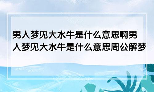 男人梦见大水牛是什么意思啊男人梦见大水牛是什么意思周公解梦