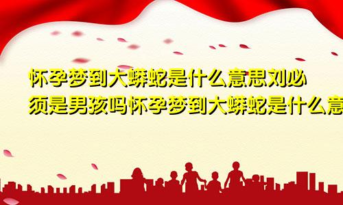 怀孕梦到大蟒蛇是什么意思刘必须是男孩吗怀孕梦到大蟒蛇是什么意思啊