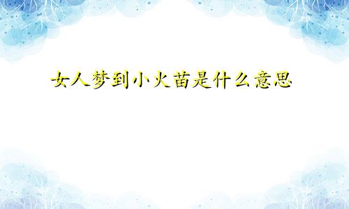 女人梦到小火苗是什么意思