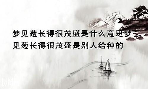 梦见葱长得很茂盛是什么意思梦见葱长得很茂盛是别人给种的