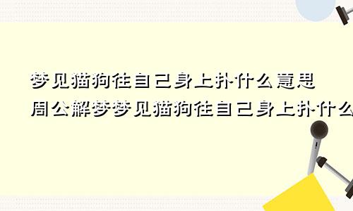 梦见猫狗往自己身上扑什么意思周公解梦梦见猫狗往自己身上扑什么意思呢