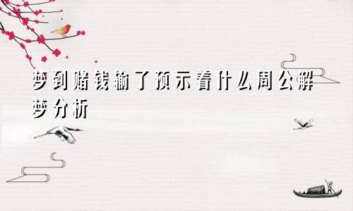 梦到赌钱输了预示着什么周公解梦分析