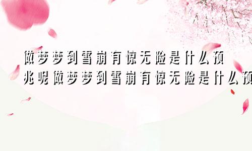 做梦梦到雪崩有惊无险是什么预兆呢做梦梦到雪崩有惊无险是什么预兆解梦
