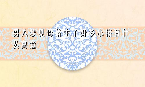 男人梦见母猪生了好多小猪有什么寓意