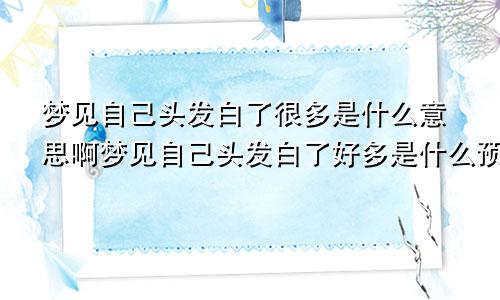 梦见自己头发白了很多是什么意思啊梦见自己头发白了好多是什么预兆