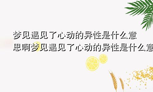 梦见遇见了心动的异性是什么意思啊梦见遇见了心动的异性是什么意思呀