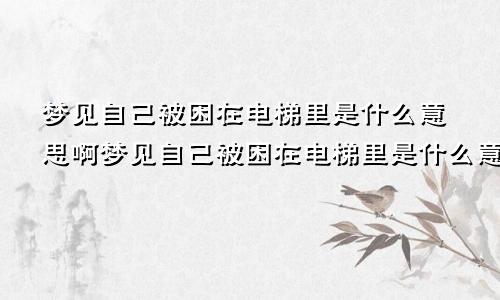 梦见自己被困在电梯里是什么意思啊梦见自己被困在电梯里是什么意思周公解梦