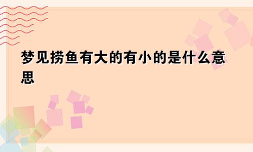 梦见捞鱼有大的有小的是什么意思