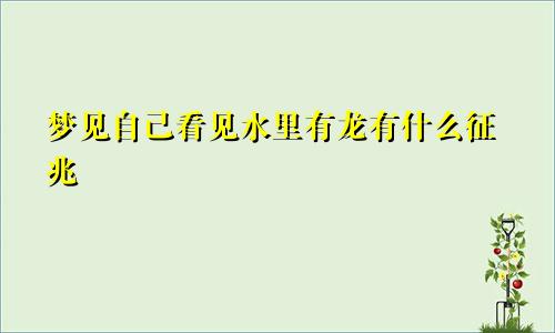梦见自己看见水里有龙有什么征兆