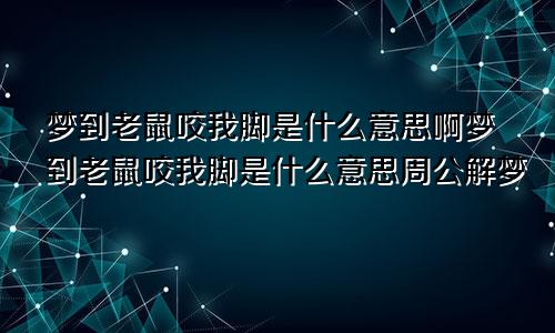 梦到老鼠咬我脚是什么意思啊梦到老鼠咬我脚是什么意思周公解梦