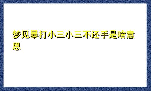 梦见暴打小三小三不还手是啥意思