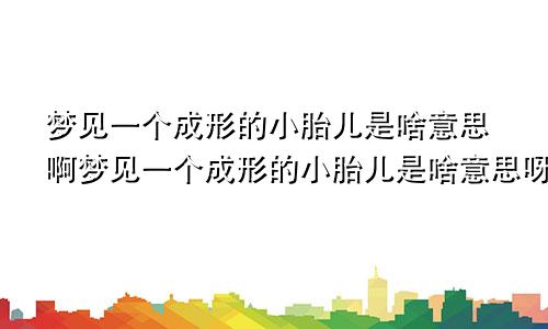 梦见一个成形的小胎儿是啥意思啊梦见一个成形的小胎儿是啥意思呀