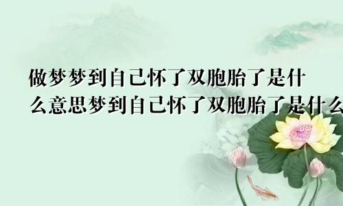 做梦梦到自己怀了双胞胎了是什么意思梦到自己怀了双胞胎了是什么意思啊