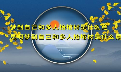 梦到自己和多人抬棺材是什么意思啊梦到自己和多人抬棺材是什么意思呀