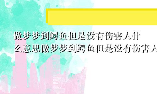 做梦梦到鳄鱼但是没有伤害人什么意思做梦梦到鳄鱼但是没有伤害人类