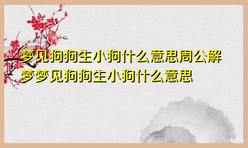 梦见狗狗生小狗什么意思周公解梦梦见狗狗生小狗什么意思