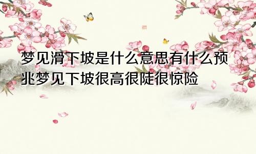 梦见滑下坡是什么意思有什么预兆梦见下坡很高很陡很惊险