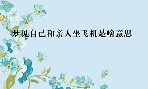 梦见自己和亲人坐飞机是啥意思
