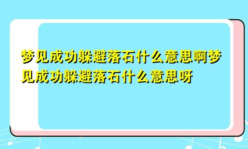 梦见成功躲避落石什么意思啊梦见成功躲避落石什么意思呀