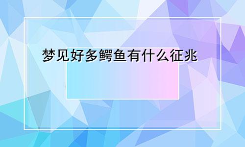 梦见好多鳄鱼有什么征兆
